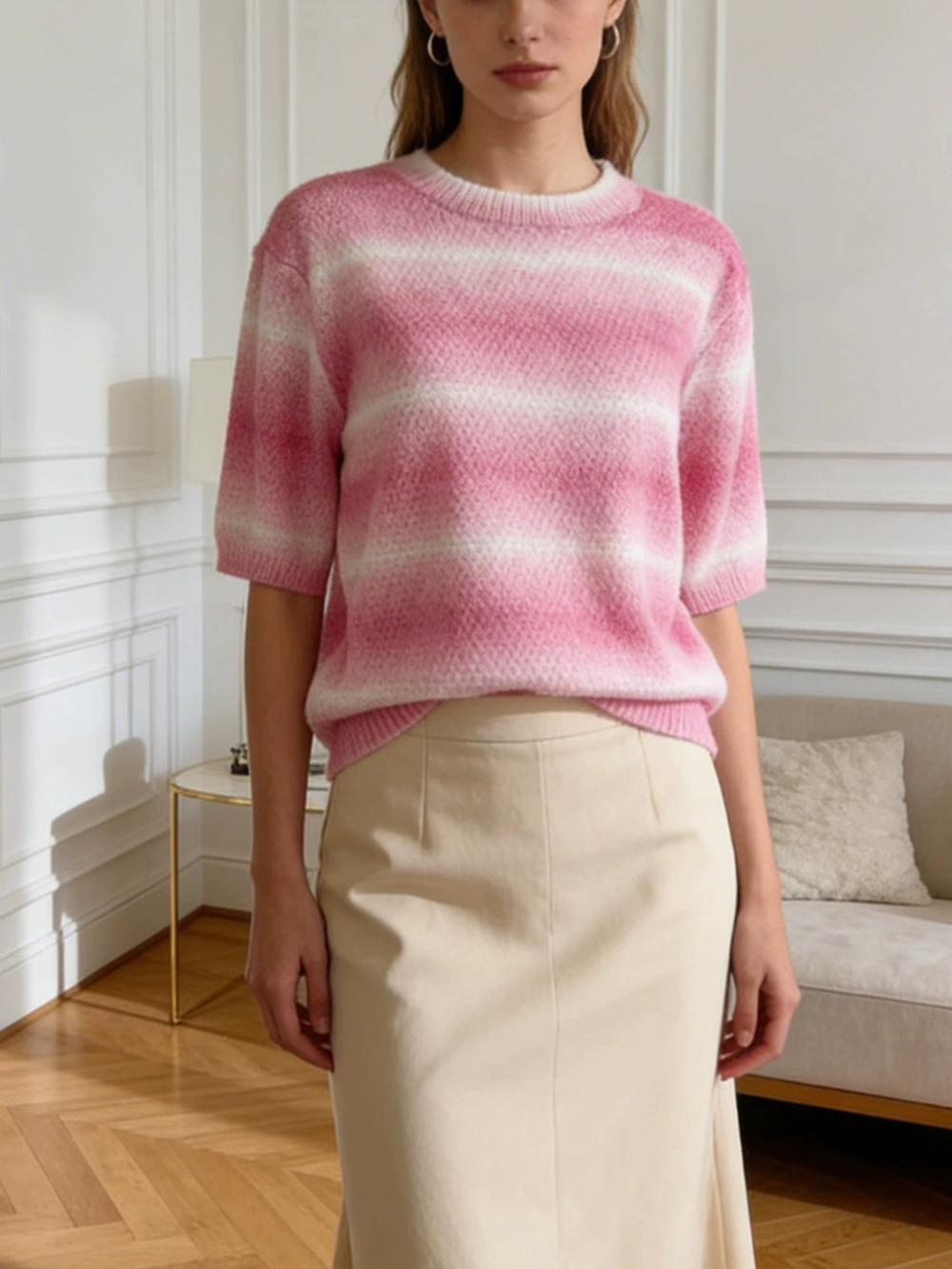 ZARA Dopamine Dressing Rainbow Gradient Striped Knit Cropped Sweater